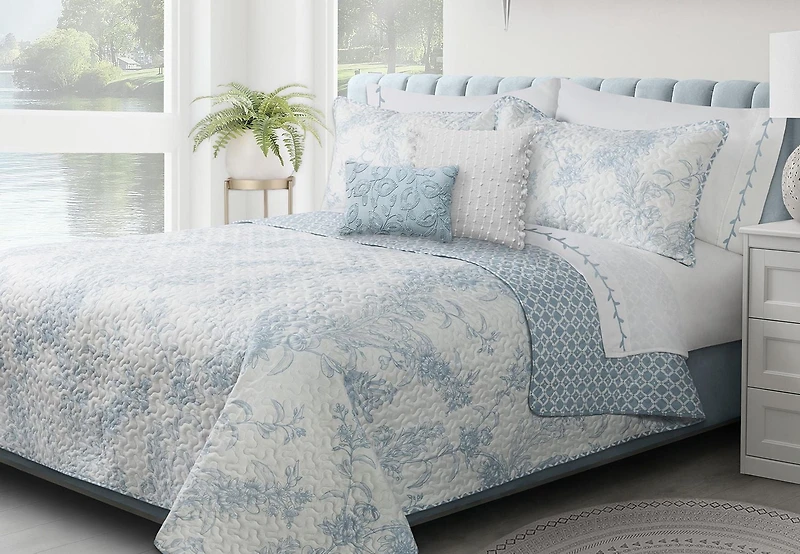 Safdie & Co. Quilt 3PC Set DQ Transitions Dream Blue