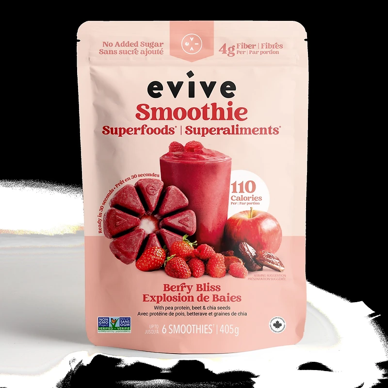 Evive Smoothie Cubes - Berry Bliss, 405g, Vegan, Non-GMO, Frozen Cubes, Blend (beets, mixed berries, dates etc.), Evive Smoothie Cubes - Berry Bliss, 405g
