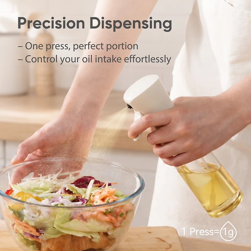 Carote Kitchen Oil Sprayer with Fine Mist & Portion Control, Refillable Glass Olive Oil Cooking Spray Bottle for Air Fryer, Salad, BBQ, 7.5oz