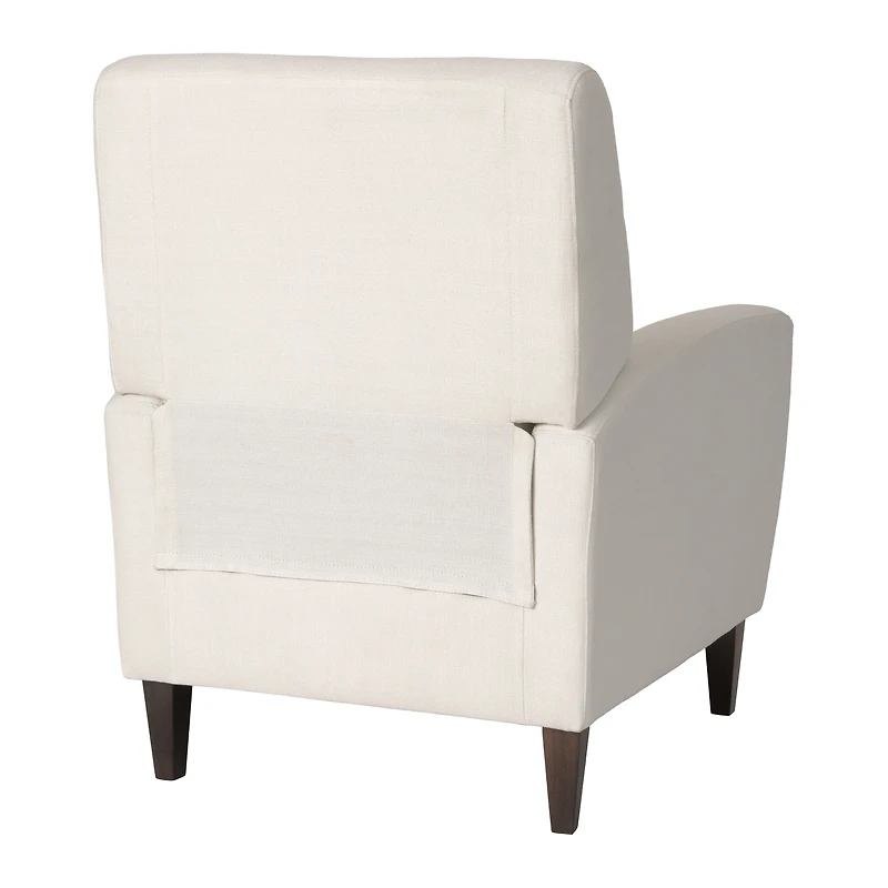CorLiving Wells Off White Basketweave Fabric Upholstered Indoor Pushback Recliner with Wood Legs
