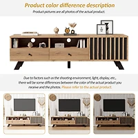 Noble House 59" TV Stand,Open Shelving Wood-Grain Finish Media Console for 65" TV,Natural