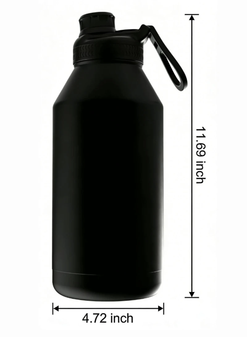Mainstays 64 Oz Black Multi-Size Stainless Steel Tumbler SS304 inside + SS201 outside, PP,Silicone