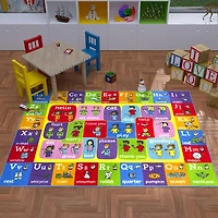 KC Cubs Playtime Collection ABC Alphabet ASL Sign Language Educational Learning & Game Area Rug Carpet for Kids and Children Bedrooms and Playroom