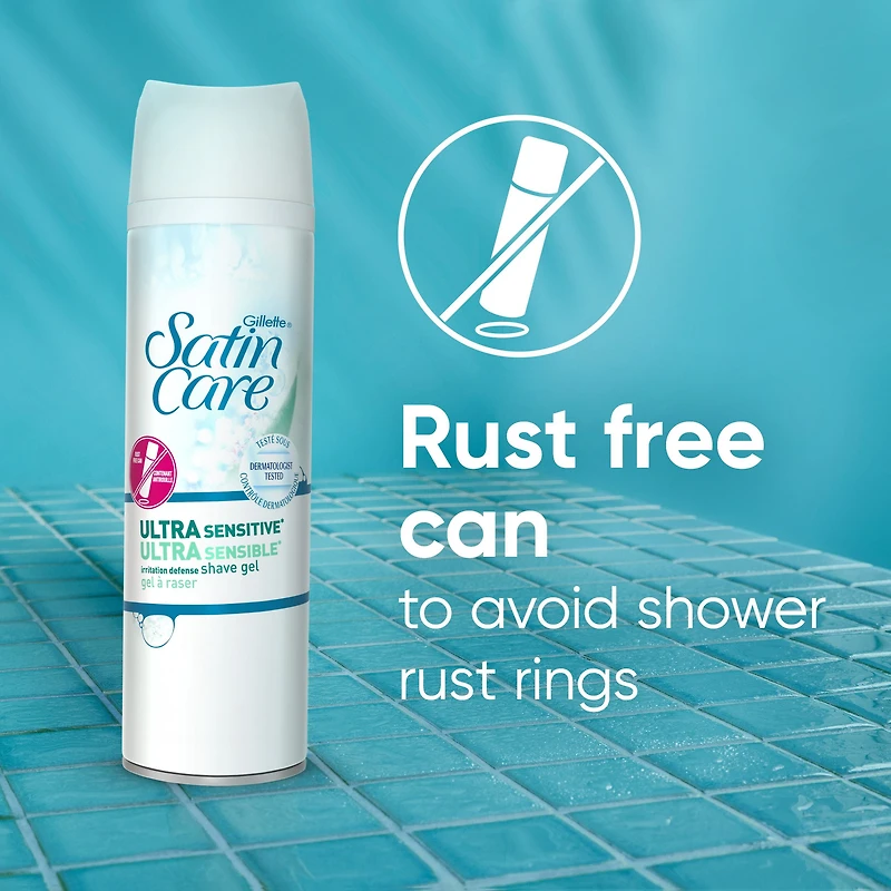 Gillette Venus Satin Care Ultra Sensitive Skin Shave Gel, Shaving Cream for Women, Fragrance Free