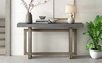 Noble House 59.1" Painted Entryway Table,Pine Veneer Triple Rectangle Design Console with Thick Pine Legs,Extra Long,Gray