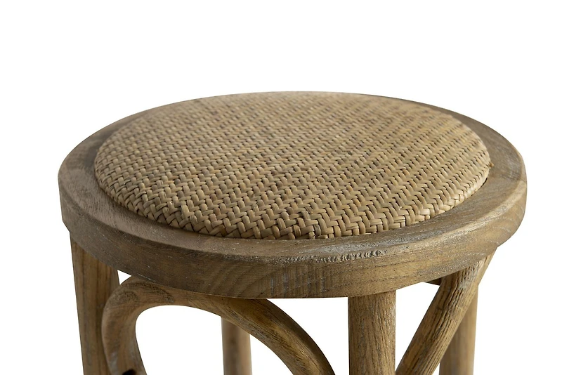 Whit Rattan Seat Backless Counter Stool, Natural