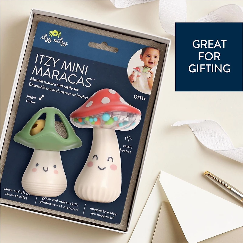 Itzy Ritzy Mini Maraca 2-Piece Musical Set, Plastic Head, for Infants, 6+ Months