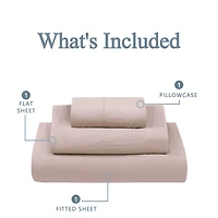 Mainstays Washed Ultra Soft Microfiber Bed Sheet Set, Twin-XL, Pink Blush, 3 Piece