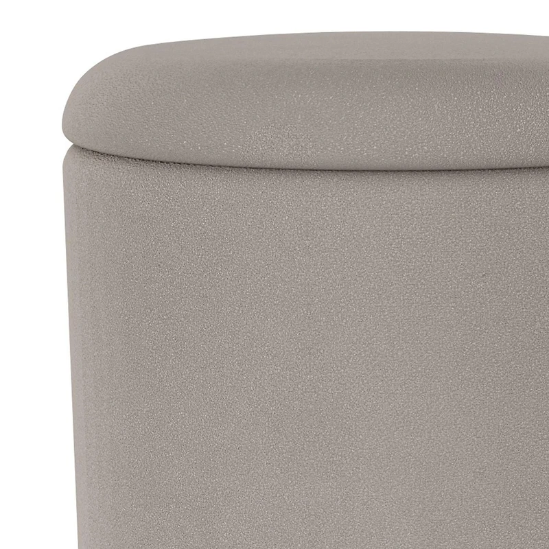 Modern  Fabric Round Storage Ottoman - Warm Grey & Natural