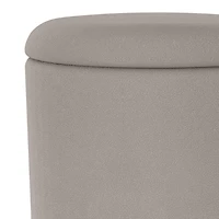 Modern  Fabric Round Storage Ottoman - Warm Grey & Natural