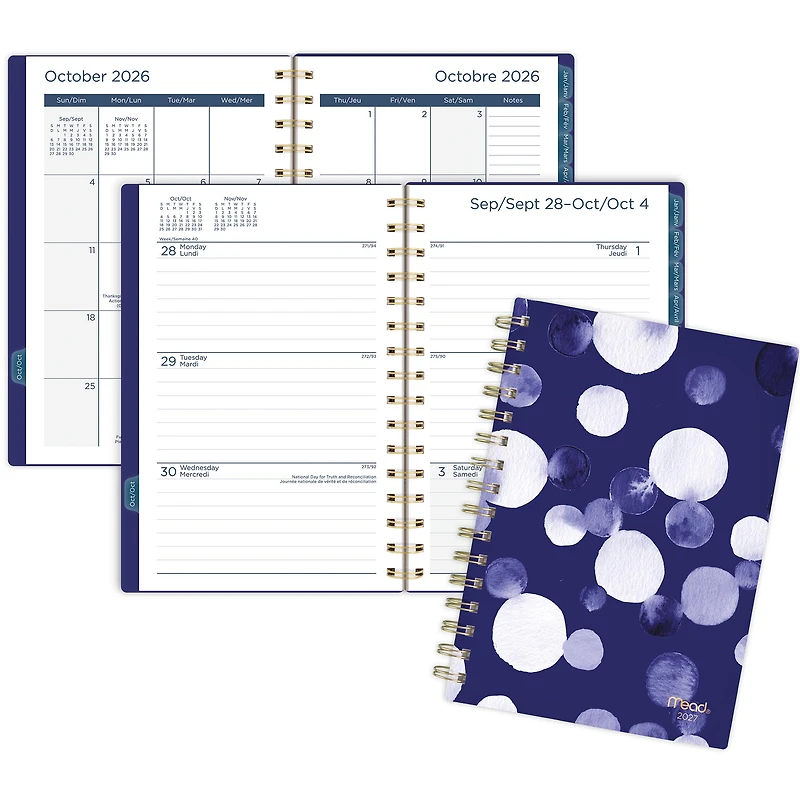 Mead® Watercolour Dots SM W/M Planner, 2027