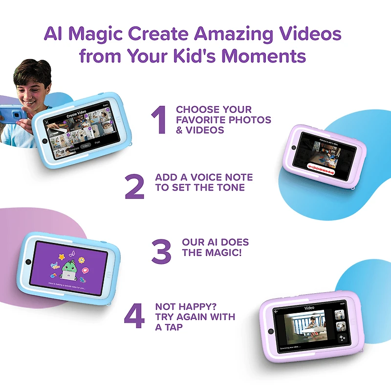 myFirst Camera 50 - Kids Digital Camera with AI Editor 20MP Photos 1080P Video, Front & Selfie Lens, Portable Travel Camera (Blue)