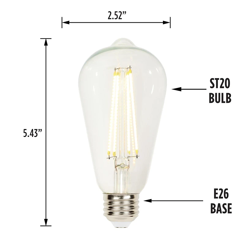 Westinghouse Lighting 6.5 Watt ST20 Dimmable Filament LED Light Bulbs (6-Pack)