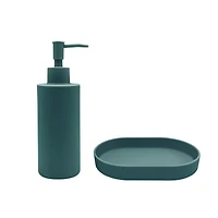 Mainstays 16-Piece Teal Shower Curtain Bathroom Set – Fabric Curtain with Rug, Hooks, Soap Dispenser & Tray