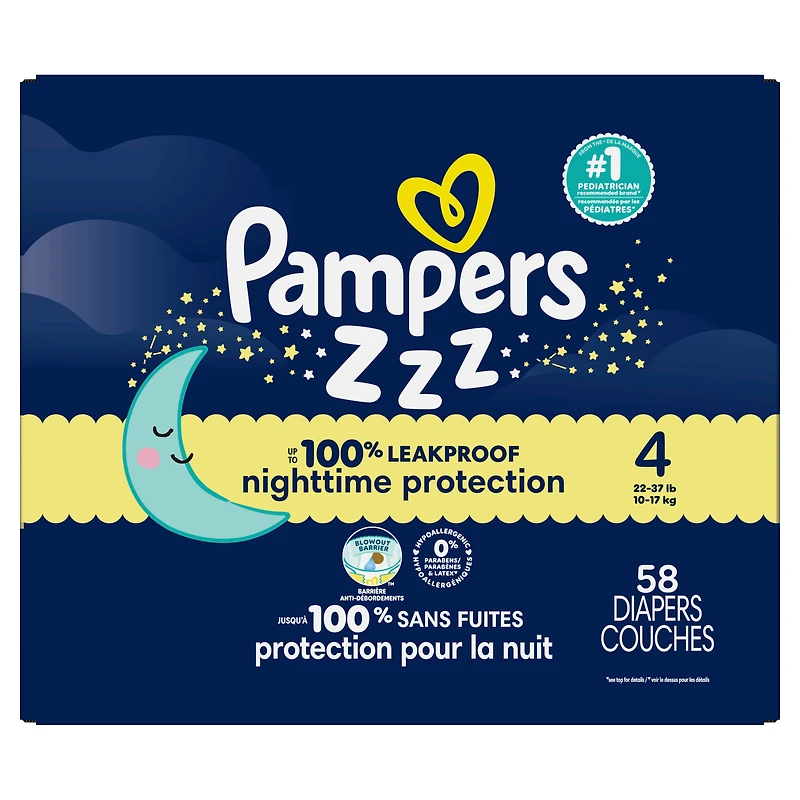 ZZZ Overnight Diapers, Size 4 (22-37 lbs), Nighttime Protection Disposable Baby Diaper