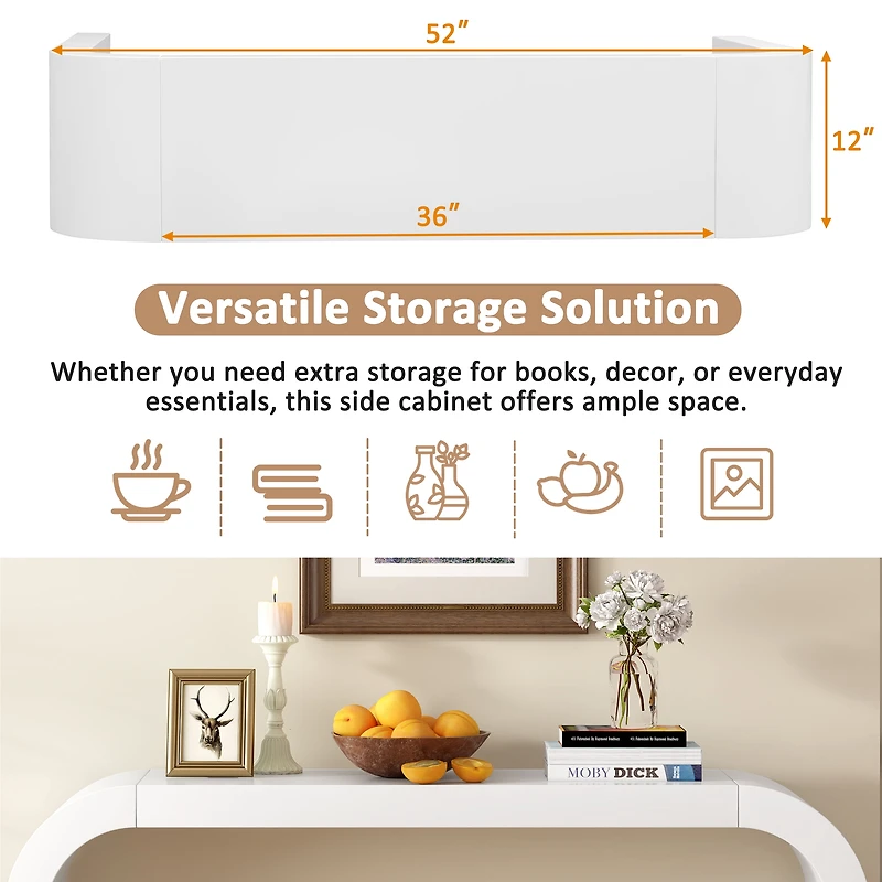 Noble House Modern Minimalist Console Table, Elegant and Versatile Design, Perfect, Sturdy and Stable Frame,White