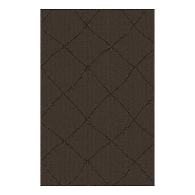 Mainstays tapis d’appoint intérieur moderne géométrique brun foncé, Touffeté à la machine, 29 po x 45 po , lavable à la machine, endos antidérapant
