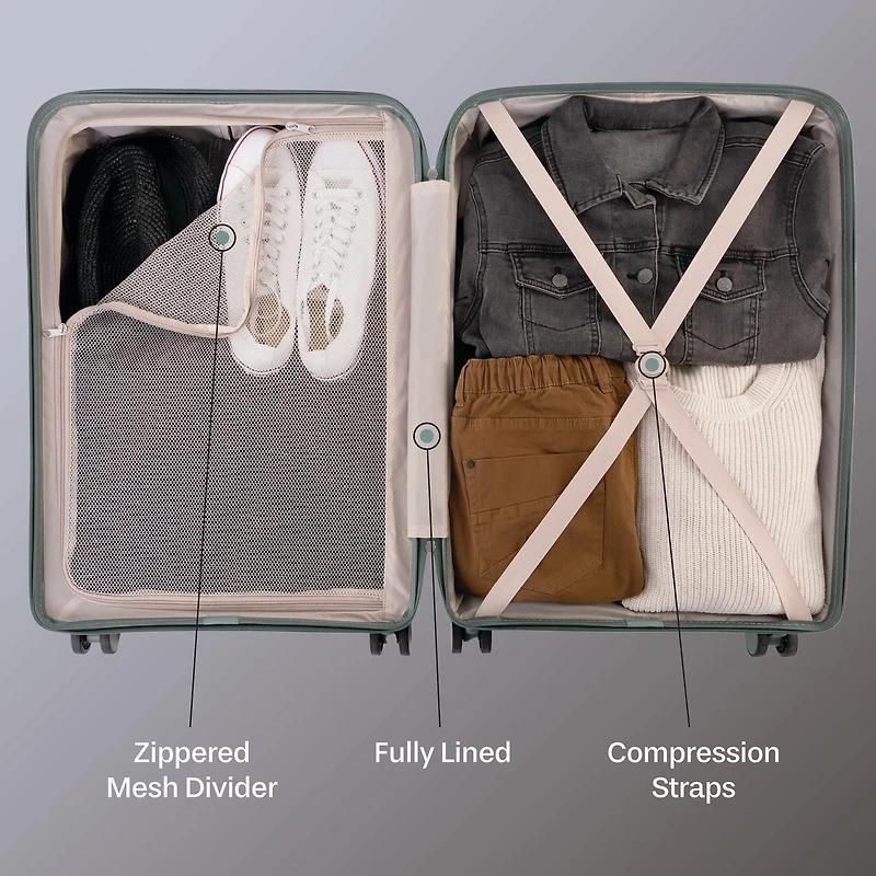 5 Piece Hardside Luggage Set: 28 Inch Spinner Suitcase, 24 Inch Rolling Luggage, 20" Carry-On Suitcase, Toiletry Kit & Expandable Tote Bag