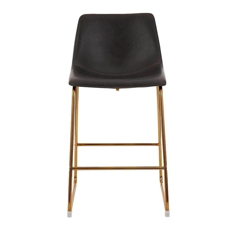 Heavenly Collection PU Stool, Counter PU Stool, Modern Stool with Gold Legs, Kitchen Stool, Restaurant Stool, Island Stool, with Footrest - Set 2