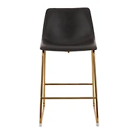 Heavenly Collection PU Stool, Counter PU Stool, Modern Stool with Gold Legs, Kitchen Stool, Restaurant Stool, Island Stool, with Footrest - Set 2