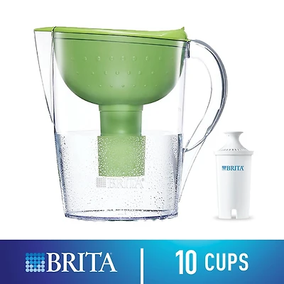 Brita Pacifica Water Filter Pitcher with 1 Standard Filter, Green, 10 Cup