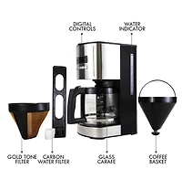 Kenmore Programmable 12-Cup Coffee Maker, Stainless & Black, Auto Brew & Keep Warm Functions