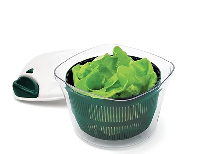 Starfrit Salad Spinner, 5L Capacity, Retractable Handle, Quick-Action Brake, Non-Slip feet, Bowl for Mixing and Serving, Dishwasher Safe
