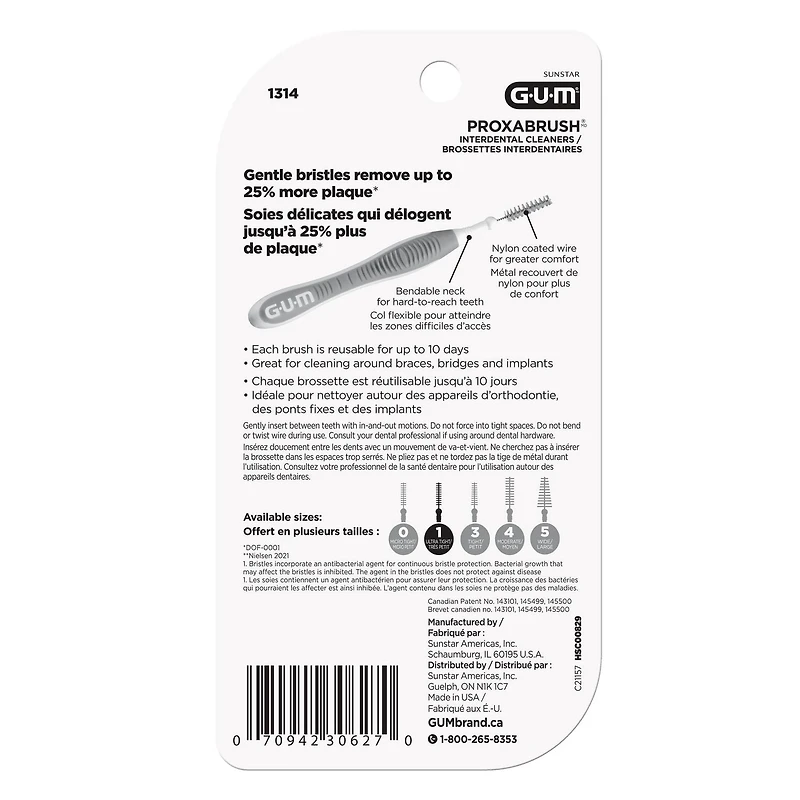 GUM® Proxabrush® Interdental Cleaning Brushes, Ultra-Tight, Remove up to 25% More Plaque, 8 Count