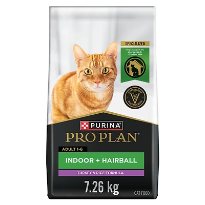 Purina Pro Plan Formule Dinde & Riz pour Chats d'Intérieur contre les Boules de Poils, Nourriture Sèche pour Chats 7.26kg