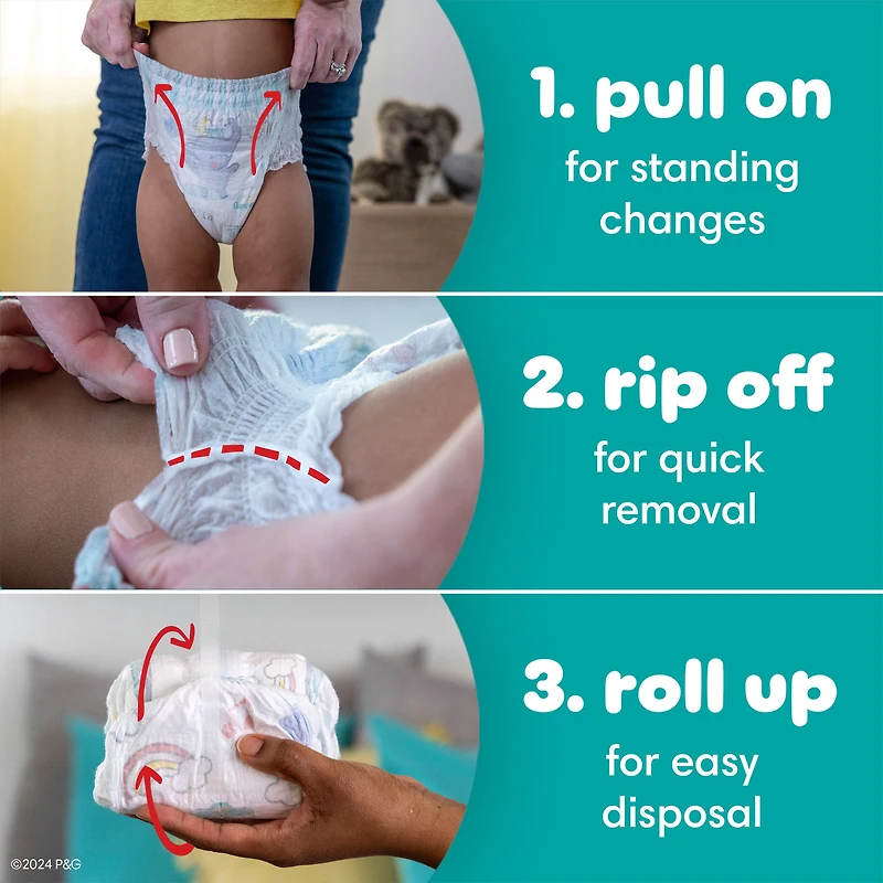 Pampers Diapers - Swaddlers 360° - Size 6, up to 100% Leakproof Comfy Dry Fit, EZ Off Tabs Designed for Easy Changes, Pull On Diaper