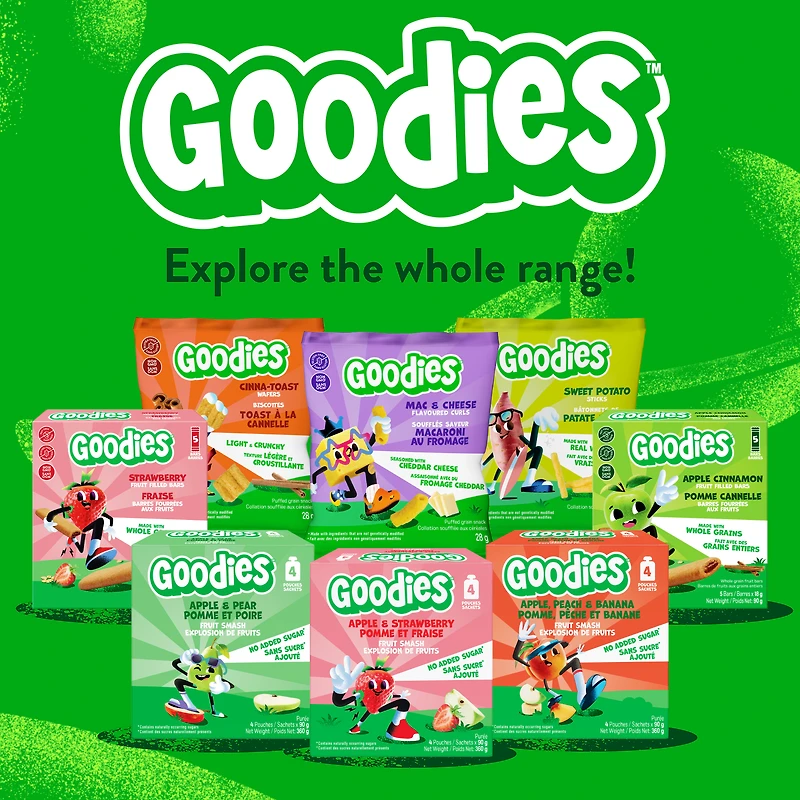 Goodies Sachet Purée de Fruits Pomme, Pêche et Banane pour Enfants 90g