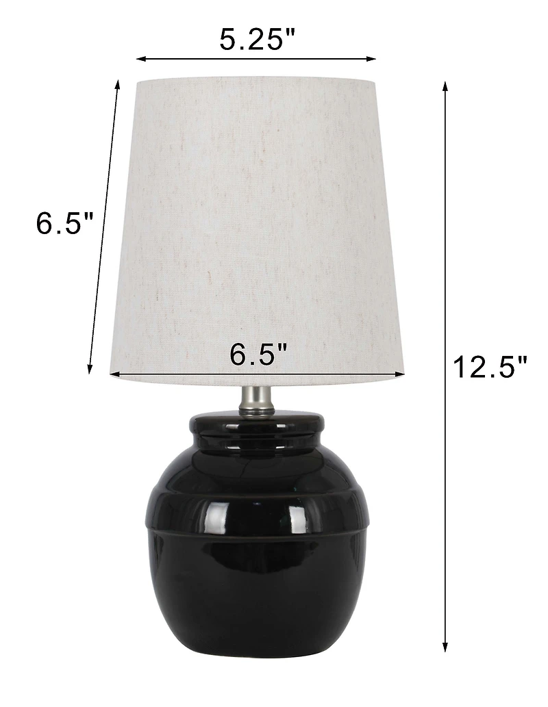 Lampe d'appoint en céramique noire Mainstays de 12,5 pouces