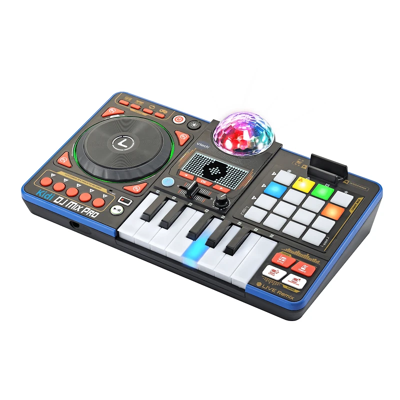 VTech Kidi Star DJ Mixer Pro Kids Real Music Turntable, Piano and Songs Toy for kids - French Version, 5+ Years