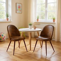 Homy Casa Set of 2 Upholstered Chairs with High Back and Adjustable Foot Pads for Gaming, Office, and Study Room