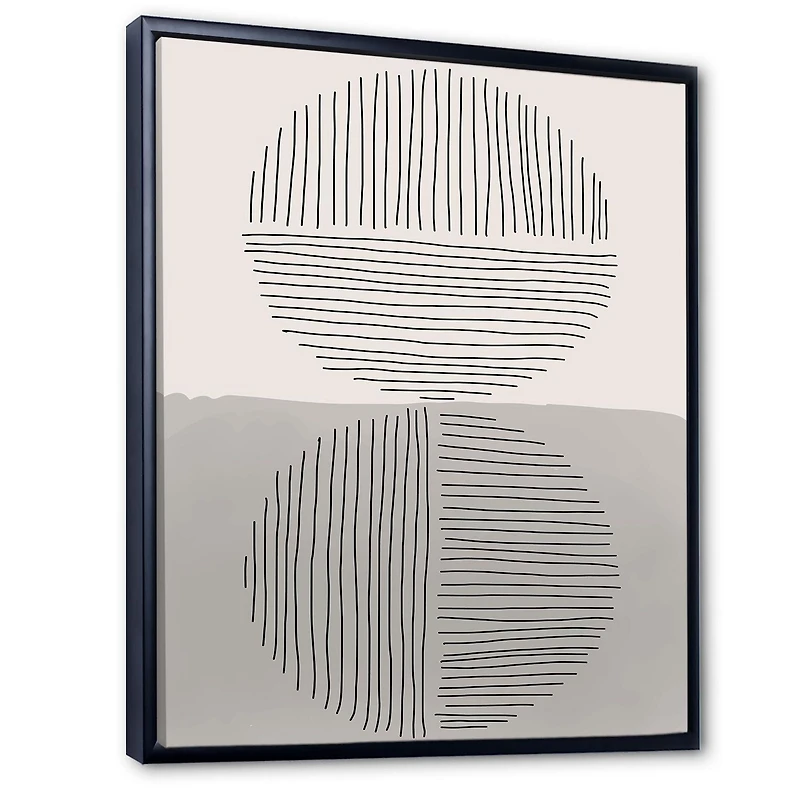 Designart Minimal Geometric Lines And Circle VI FLOAT FRAME WALL ART