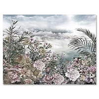 Designart Retro Flowers By The Sea Side Canvas Wall Art