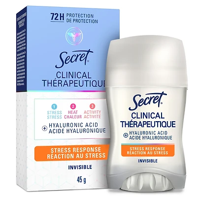 Antisudorifique et Désodorisant Invisible enBâton Secret Thérapeutique Pour Femmes, Réaction Au Stress, 45 g