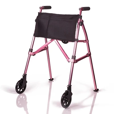 Stander Wonder Walker Plus, déambulateur pliable léger pour personnes âgées, déambulateur de voyage pliable EZ Fold-N-Go avec roues, patins et panier, déambulateur standard compact
