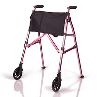 Stander Wonder Walker Plus, déambulateur pliable léger pour personnes âgées, déambulateur de voyage pliable EZ Fold-N-Go avec roues, patins et panier, déambulateur standard compact