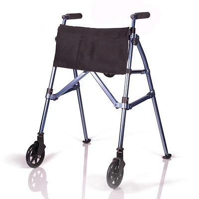 Stander Wonder Walker Plus, Lightweight Folding Rolling Walker for Seniors, Collapsible Travel EZ Fold-N-Go Walker with Wheels, Glides, & Basket, Compact Standard Walker
