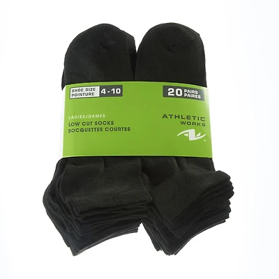 Socquettes courtes Athletic Works pour femmes en paq. de 20 paires