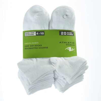Athletic Works Women's 20-Pack of Low-Cut Socks