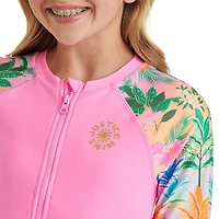 Maillot de bain 1 pièce anti-UV à manches longues Justice pour filles