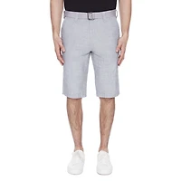 Dark Black Men's Belted Cargo Capri Short - Silver