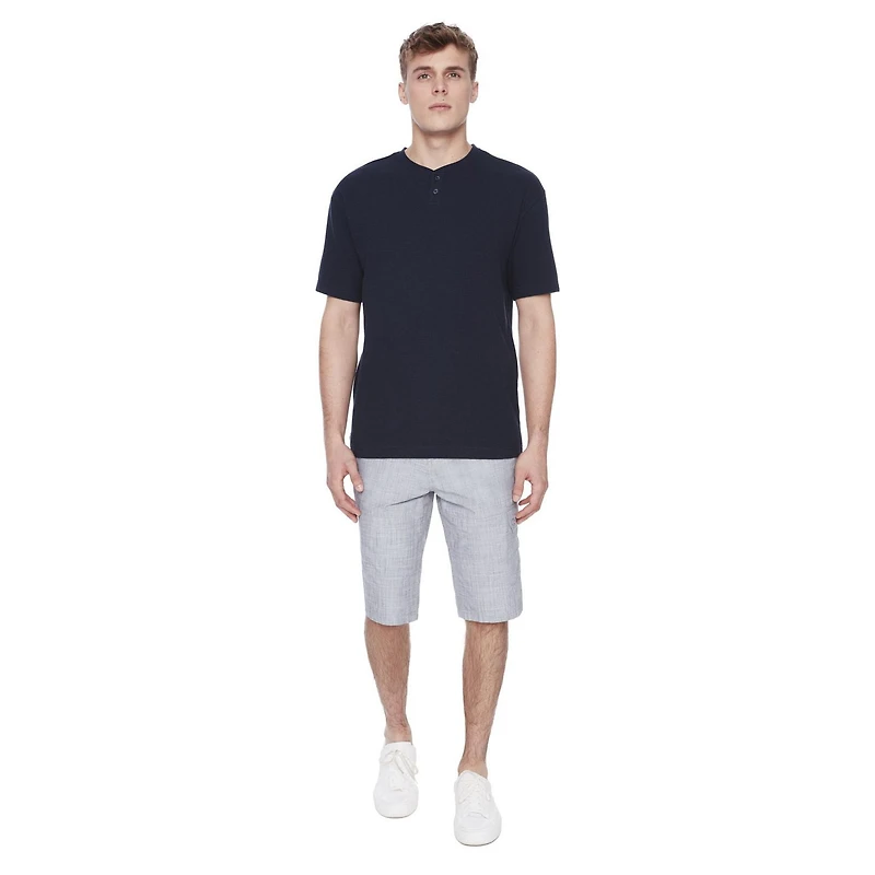 Dark Black Men's Belted Cargo Capri Short - Silver