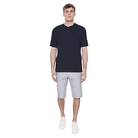 Dark Black Men's Belted Cargo Capri Short - Silver