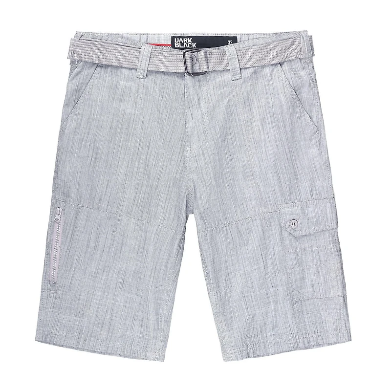 Dark Black Men's Belted Cargo Capri Short - Silver