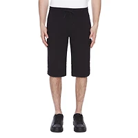 Dark Black Men's Pull on Cargo Capri Short - Black, Sizes S-XXL