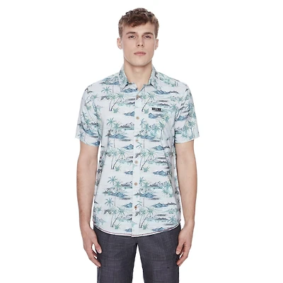 Chemise imprimée manches courtes pour homme Dark Black