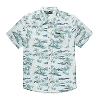 Dark Black Men's Short-Sleeve Patterned Button-Down Shirt